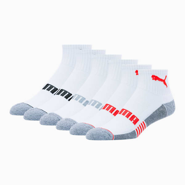 Men's Quarter Crew Socks [6 Pack], WHITE, extralarge